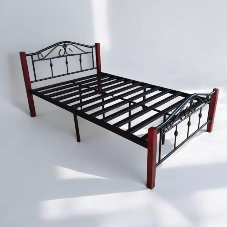 Wood & Steel Single Bed