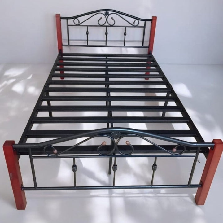 Wood & Steel Single Bed