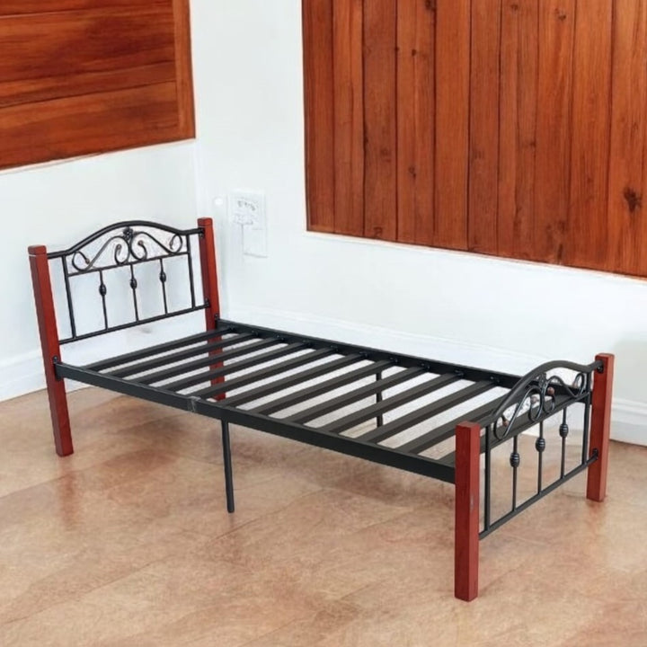 Wood & Steel Single Bed