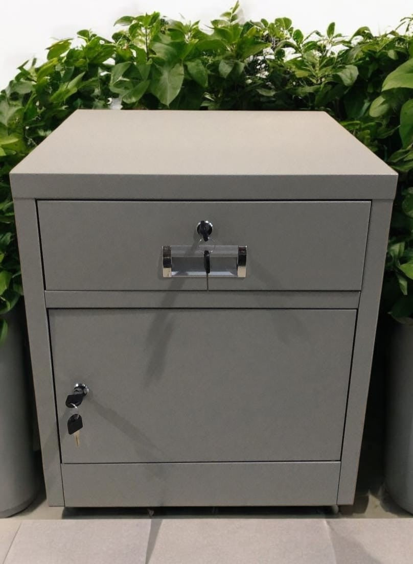 Grey Metal Steel Bed Side Table