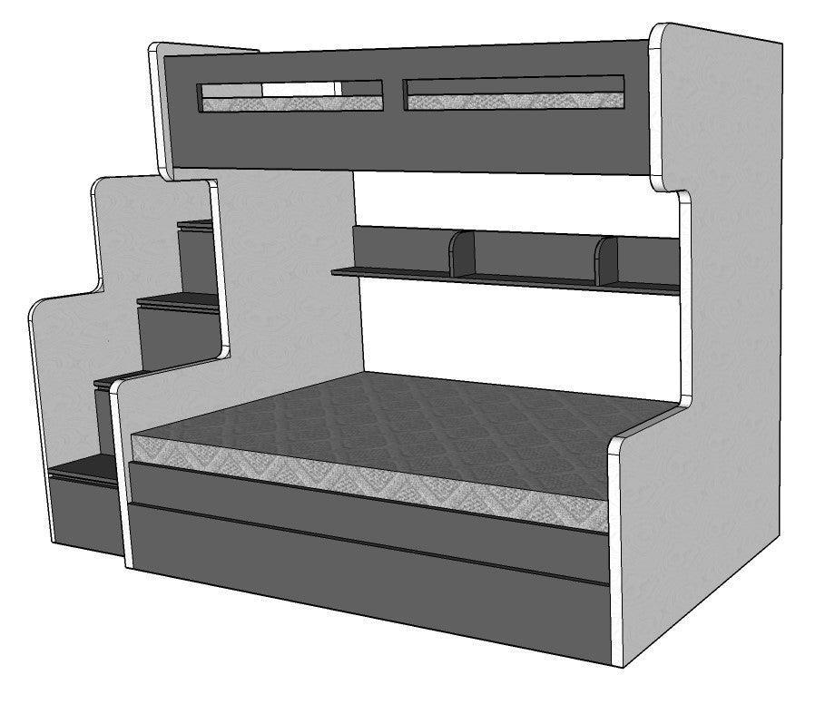 Future Bunk Bed, Single over Twin/Queen Bed with pullout drawer - Classic Furniture Dubai UAE