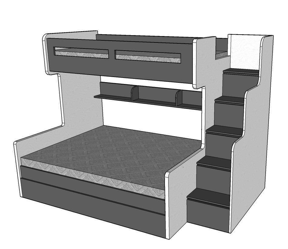Future Bunk Bed, Single over Twin/Queen Bed with pullout drawer - Classic Furniture Dubai UAE