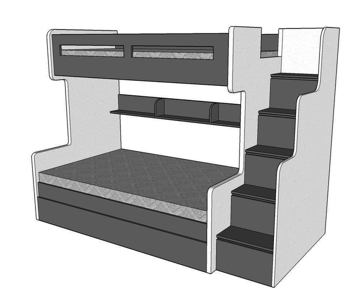 Future Bunk Bed, Single over Twin/Queen Bed with pullout drawer - Classic Furniture Dubai UAE