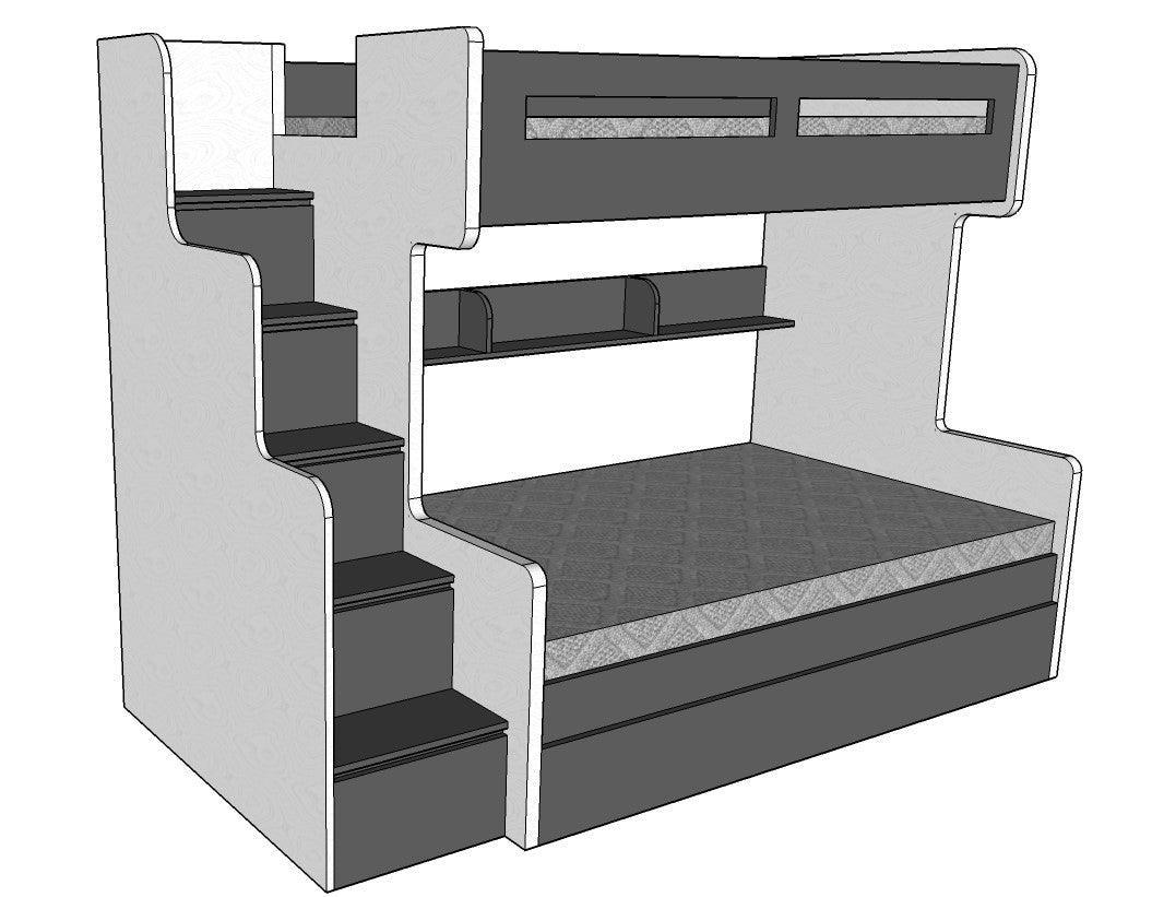 Future Bunk Bed, Single over Twin/Queen Bed with pullout drawer - Classic Furniture Dubai UAE
