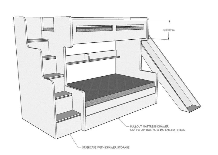 Future Bunk Bed with Slide Cabinet - Classic Furniture Dubai UAE