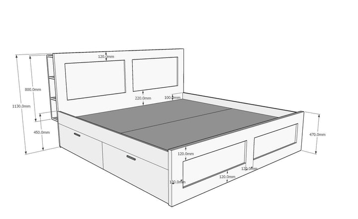 Lester bed with headboard & 4 drawer storage - Classic Furniture Dubai UAE