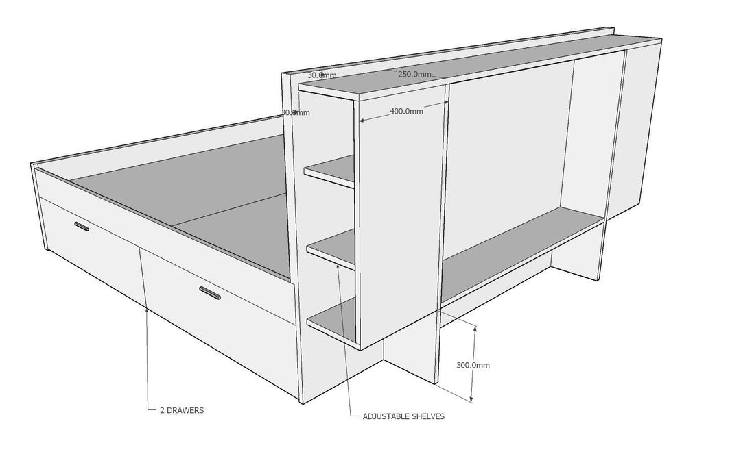 Lester bed with headboard & 4 drawer storage - Classic Furniture Dubai UAE